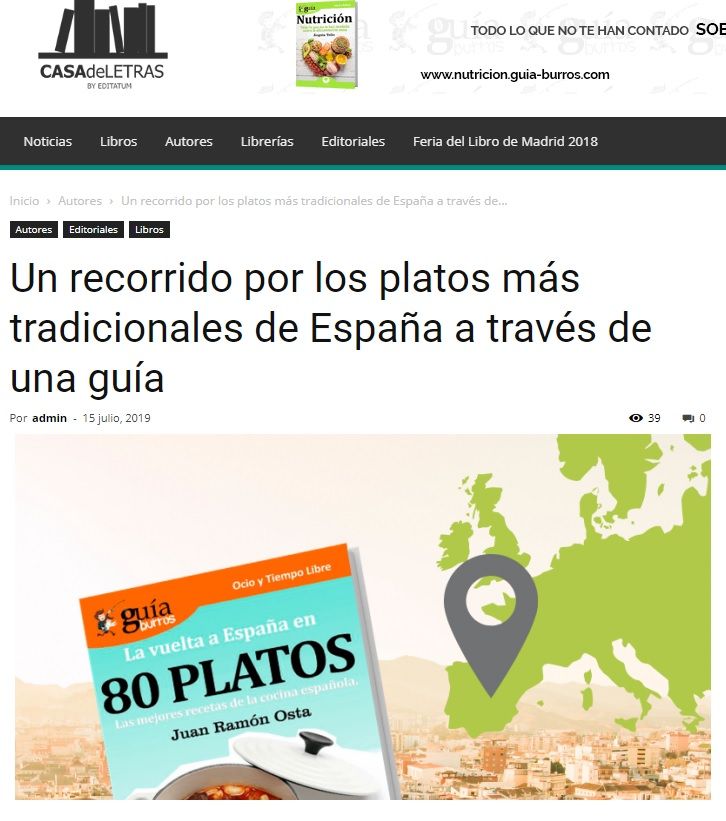El GuíaBurros: La vuelta al mundo en 80 platos en el medio Casa de Letras